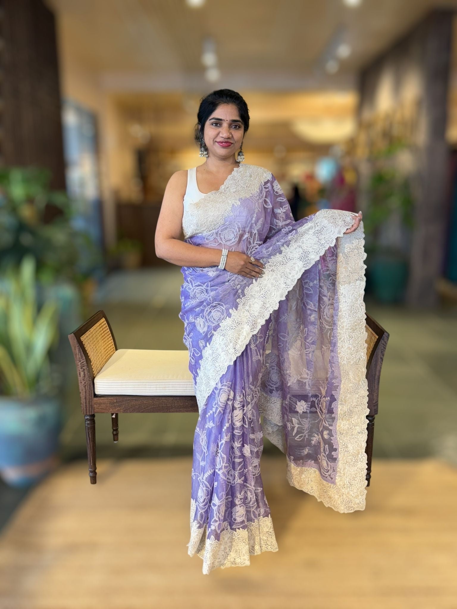 Lilac pure handloom tissue saree