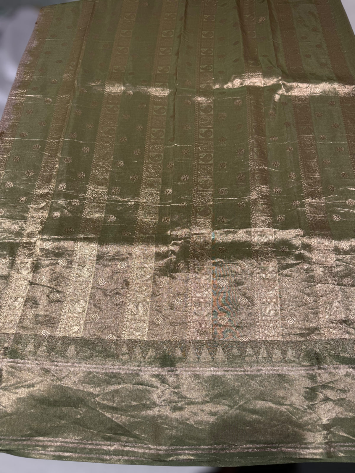 Silverish-Grey Kanjeevaram Designer print saree