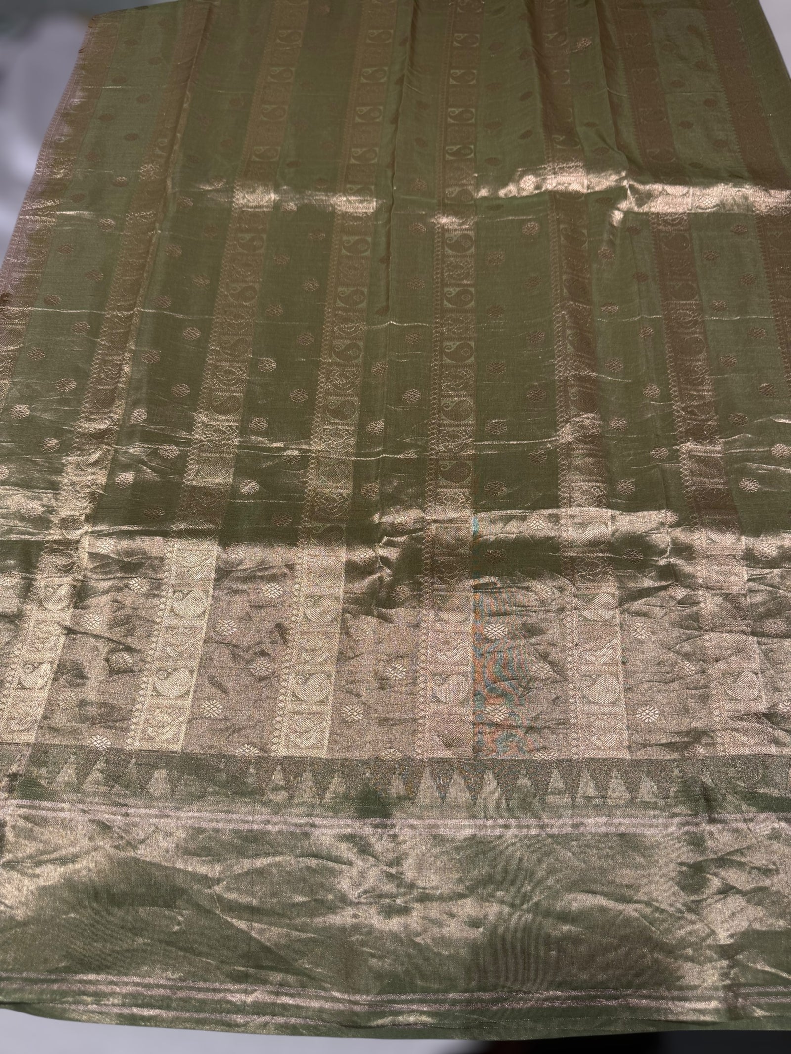 Silverish-Grey Kanjeevaram Designer print saree