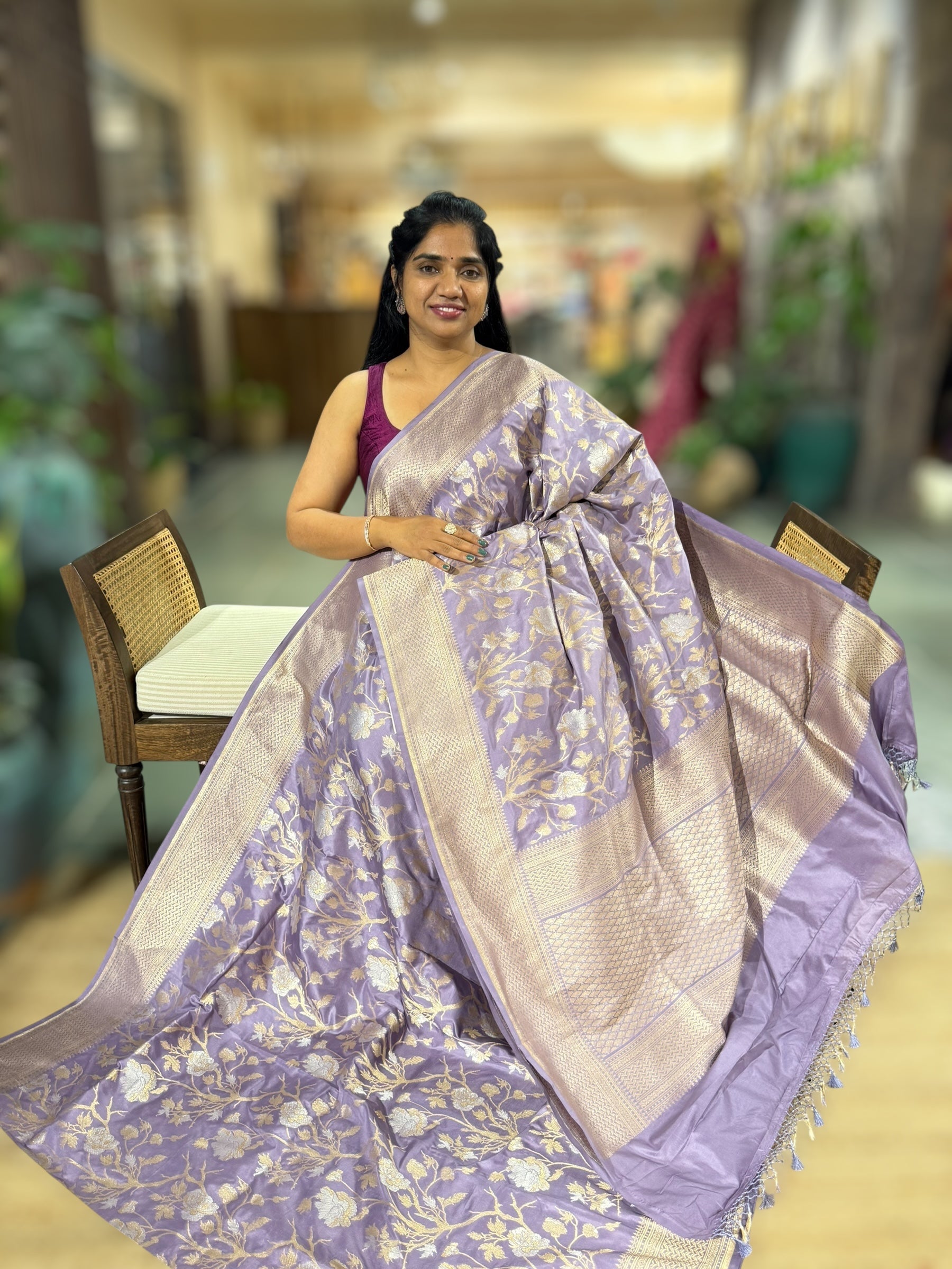 Lilac Banarasi Ektara Silk Saree
