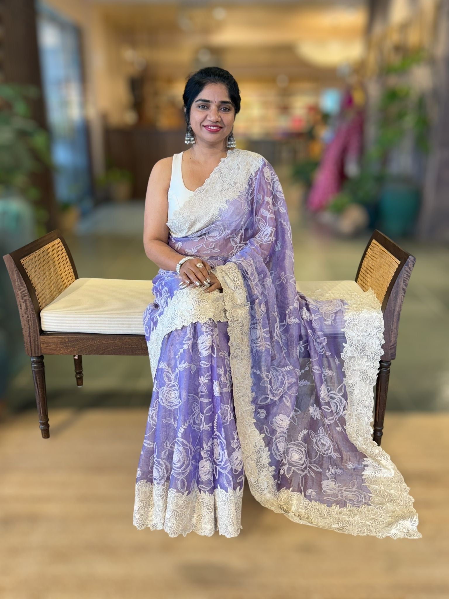 Lilac pure handloom tissue saree