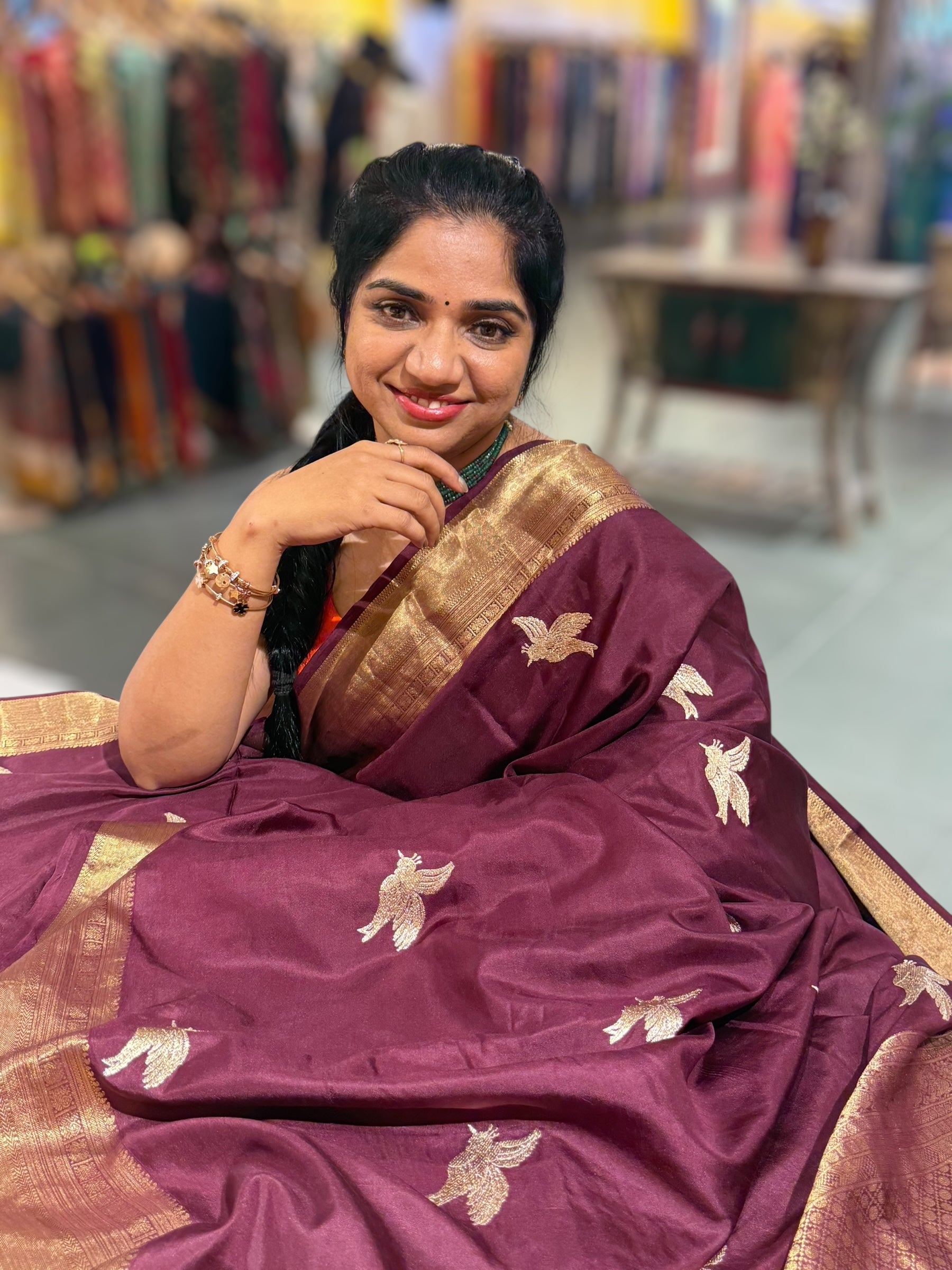 Winish Brown Kanchi Soft Drape Saree. SKU: KBIRD06