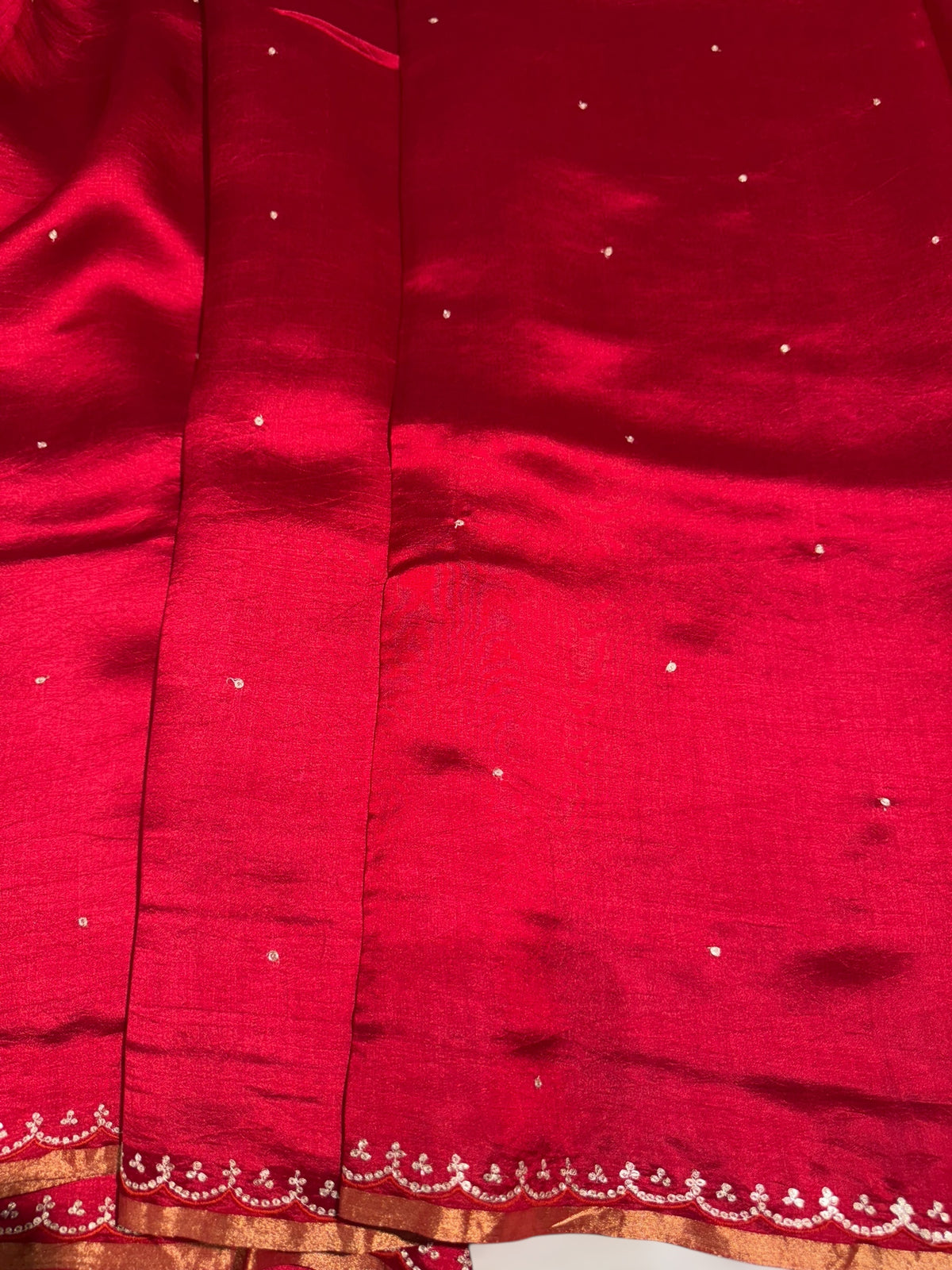 Red Banarasi silk with fusion blouse