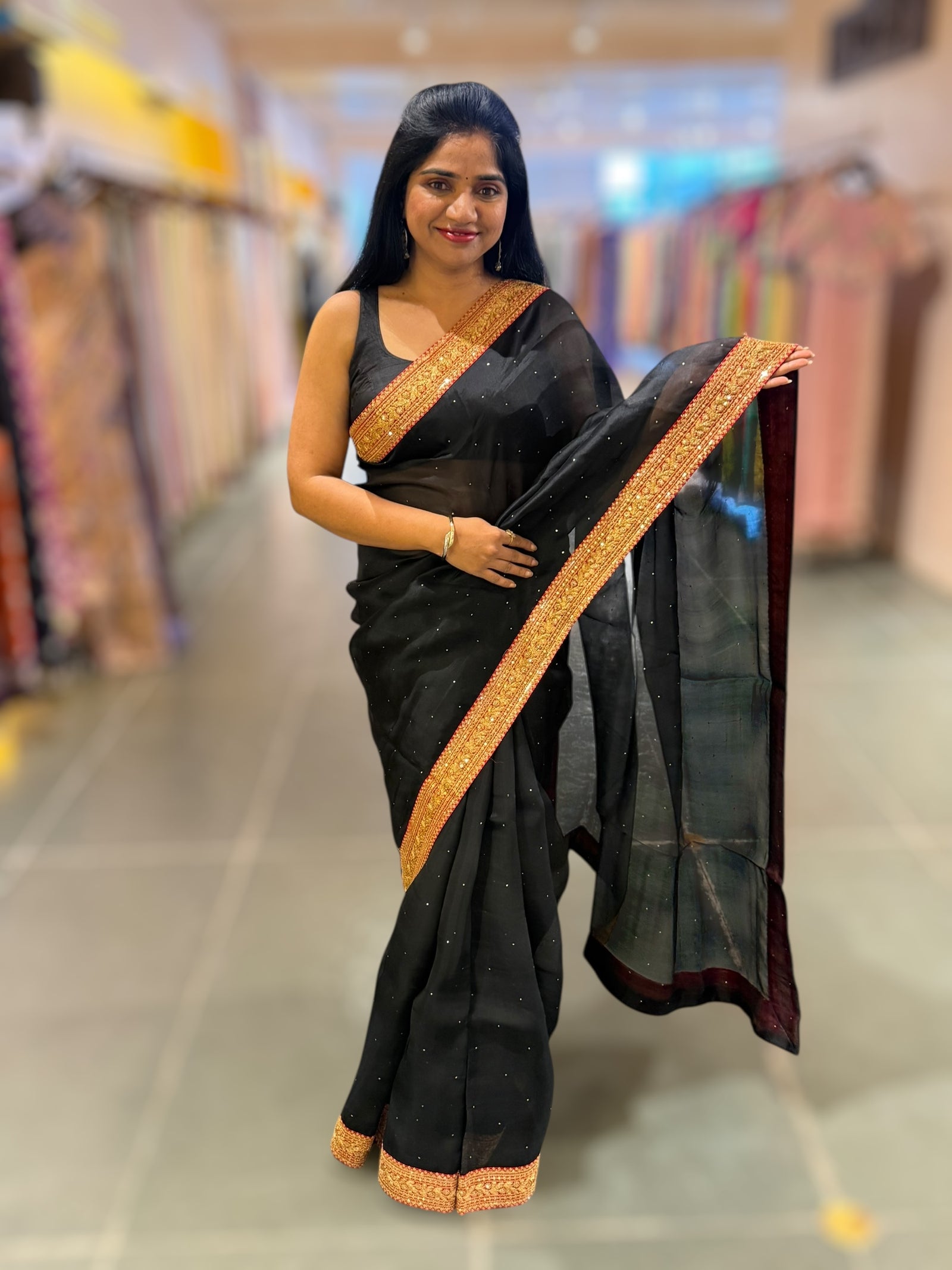 Black Organza with sabyasachi borders