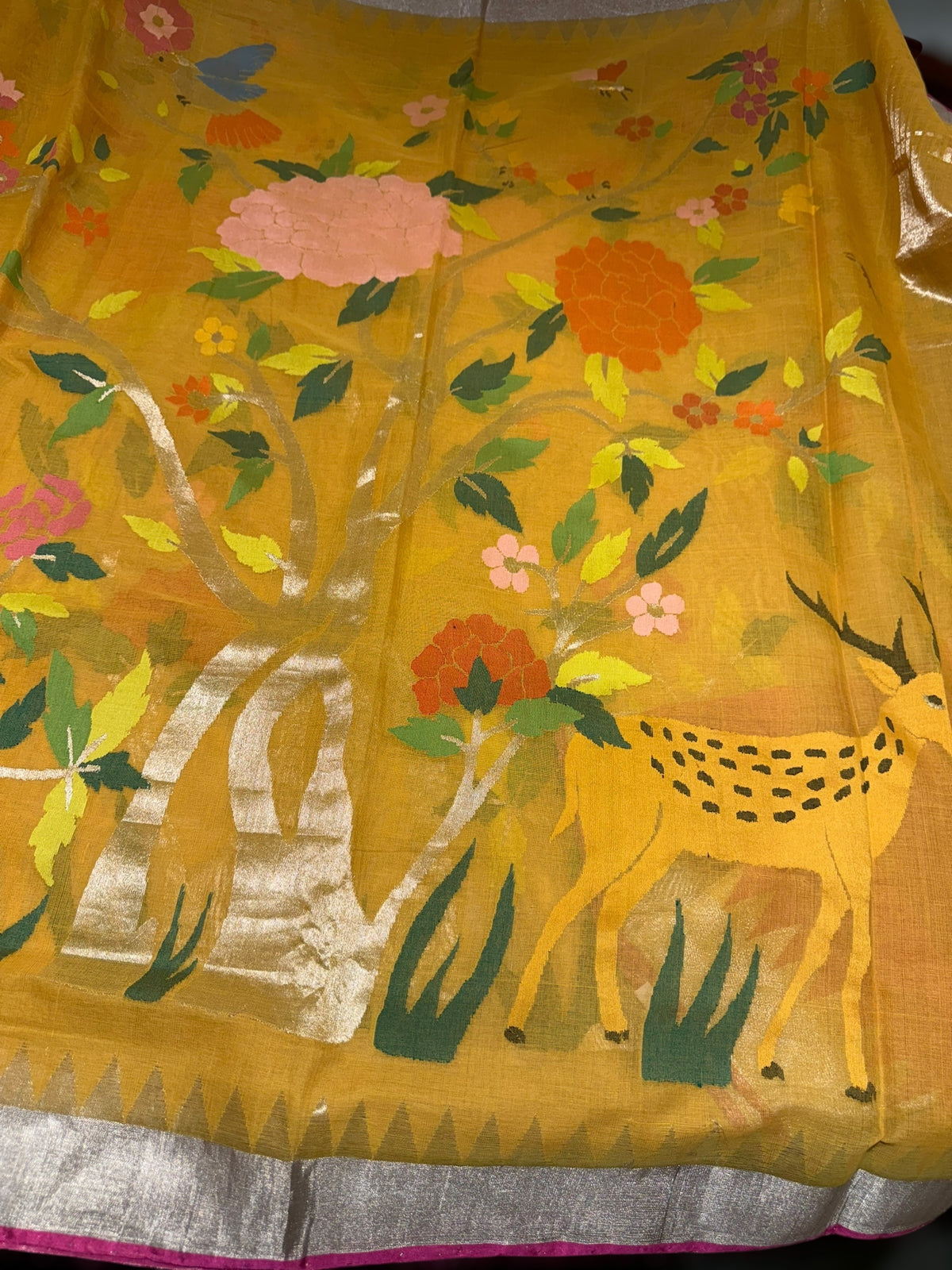 Mustard allover ponduru khadi jamdani