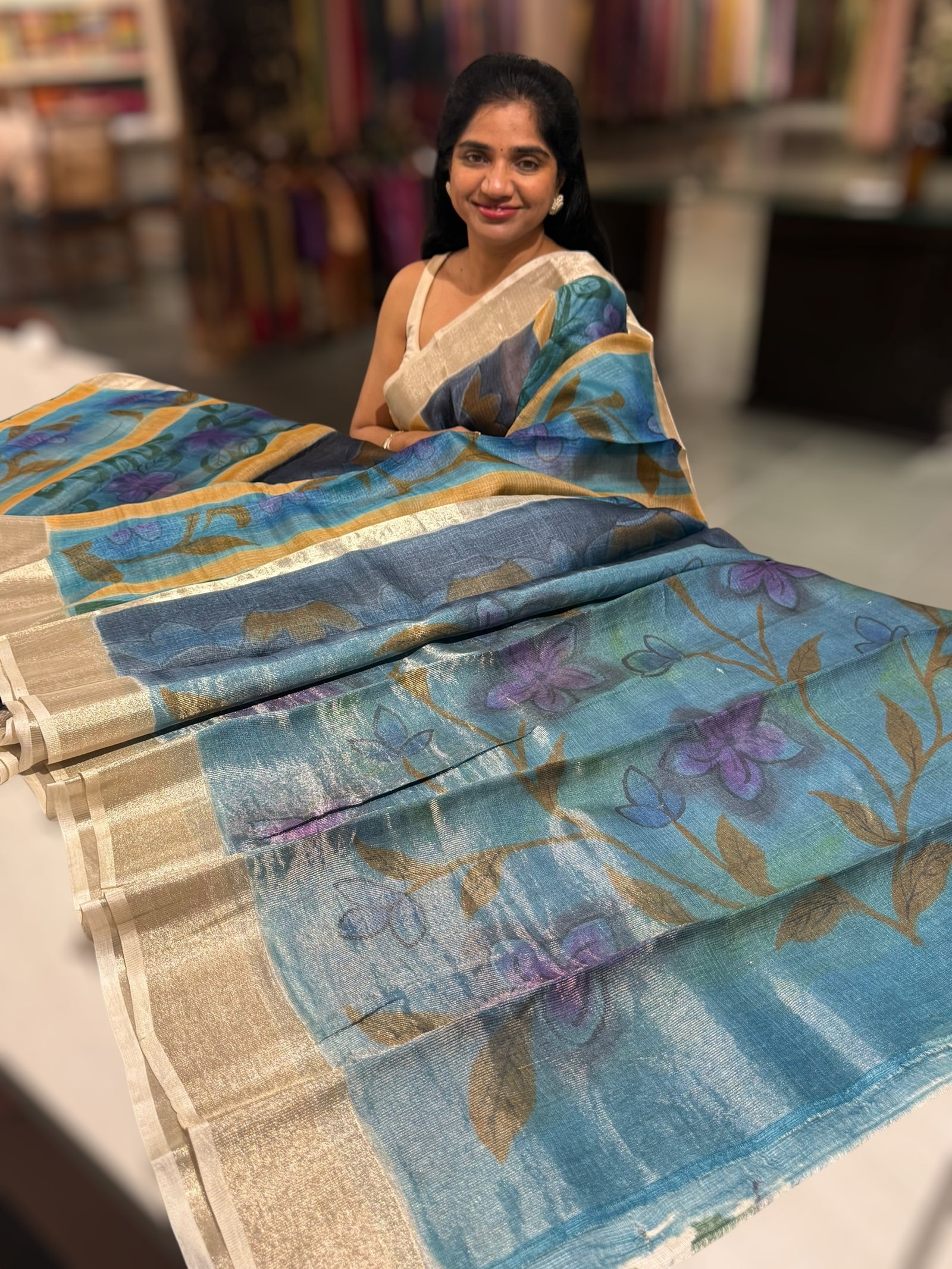Pure handloom Printed Silk Kota