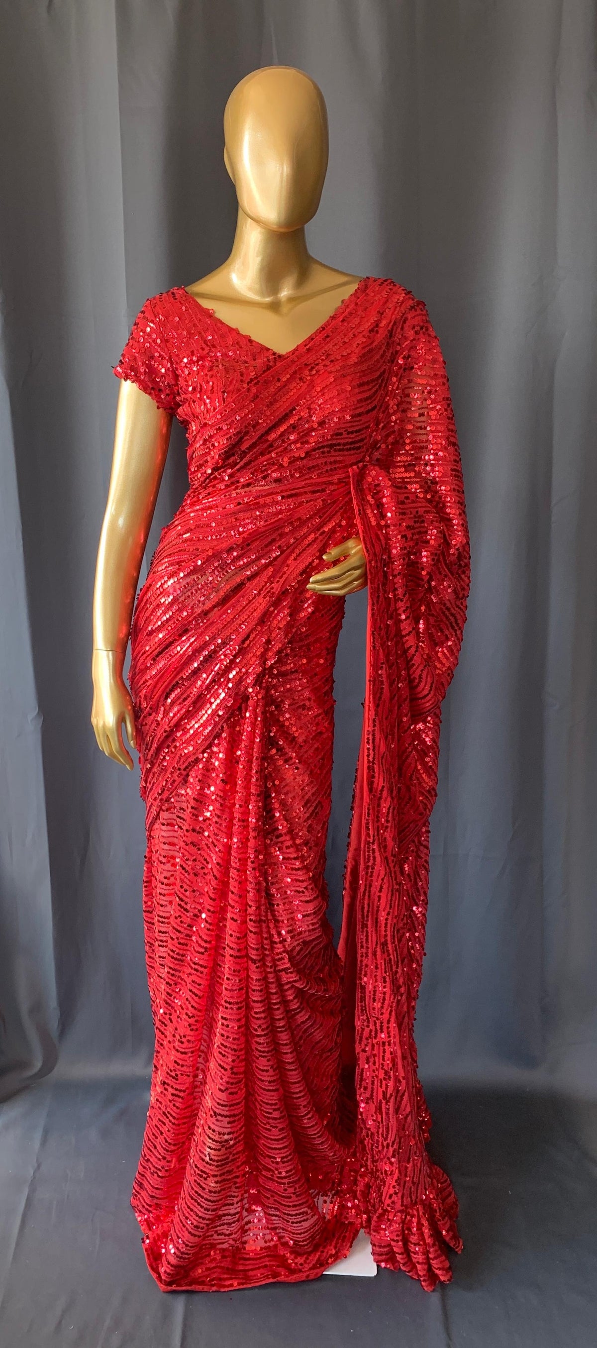 Georgette sequence saree with stitched blouses : DSCL007