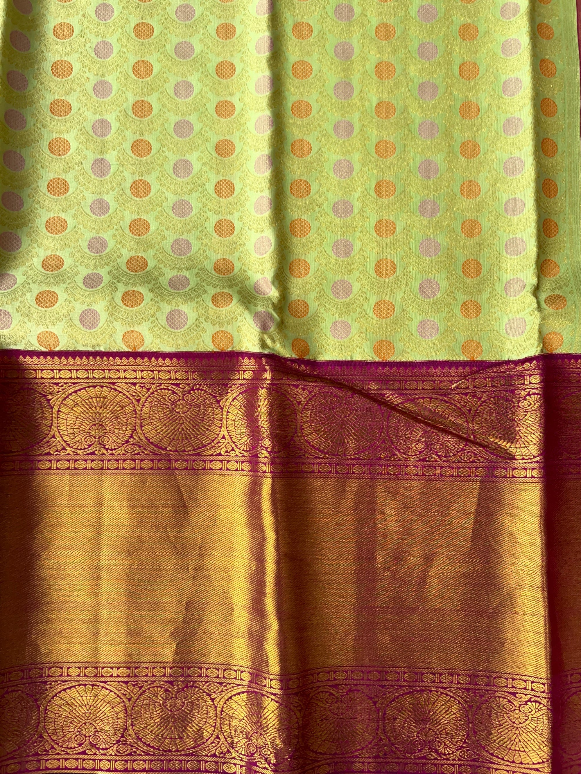Mint Green Meenakari Korvai Kanjeevaram Saree