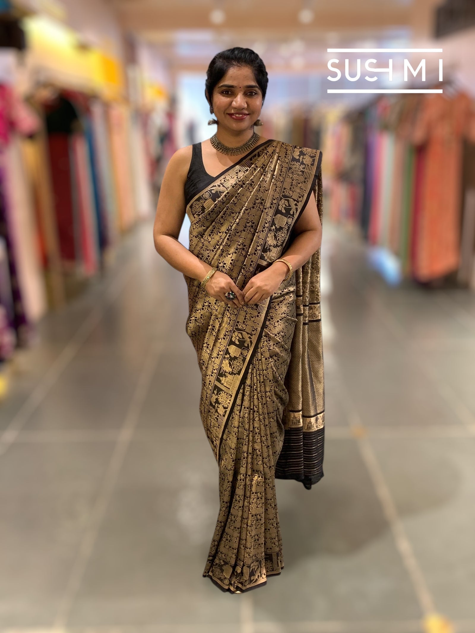 Black Banarasi Brocade Katan silk Saree : S62124