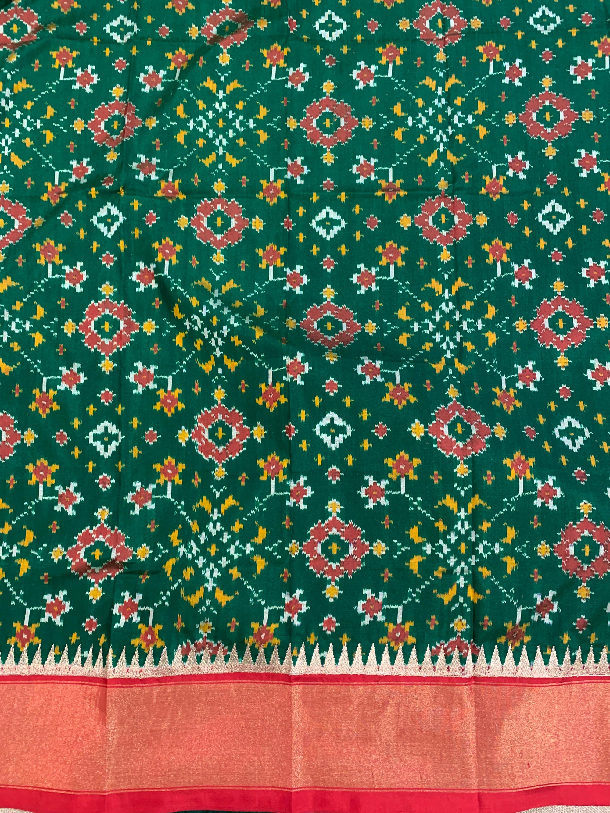 Bottle Green Pure Handloom Raw Silk Saree