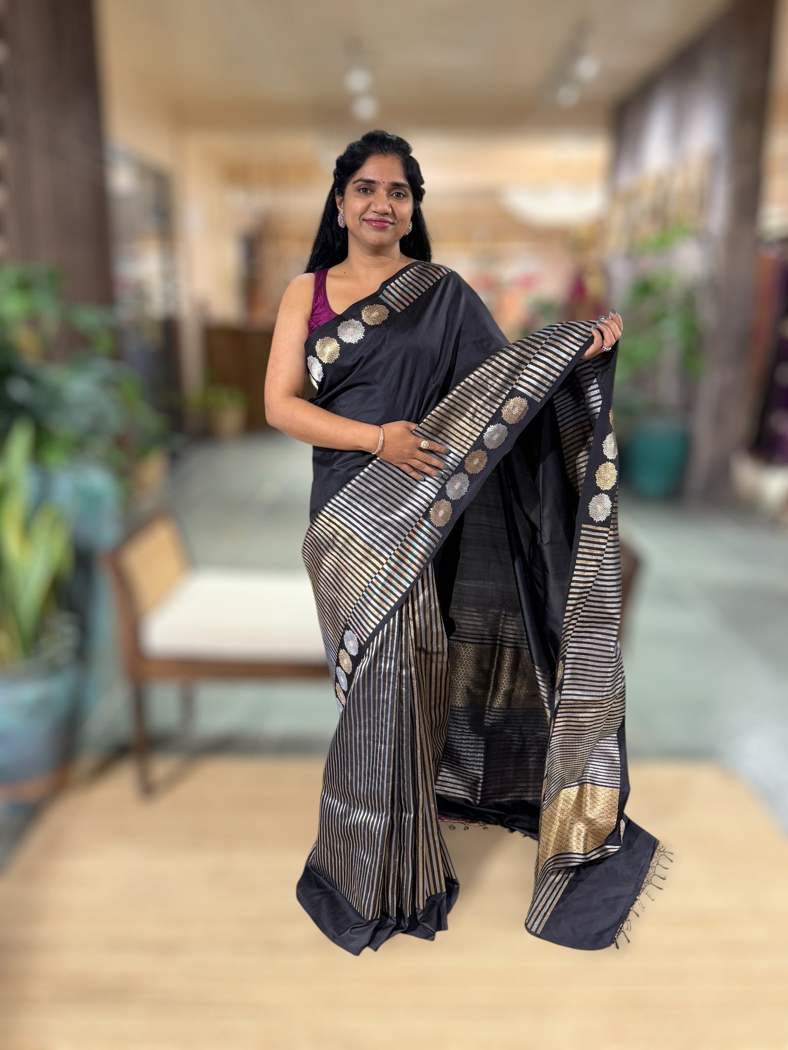 Black Designer Banarasi Ektara Silk Saree