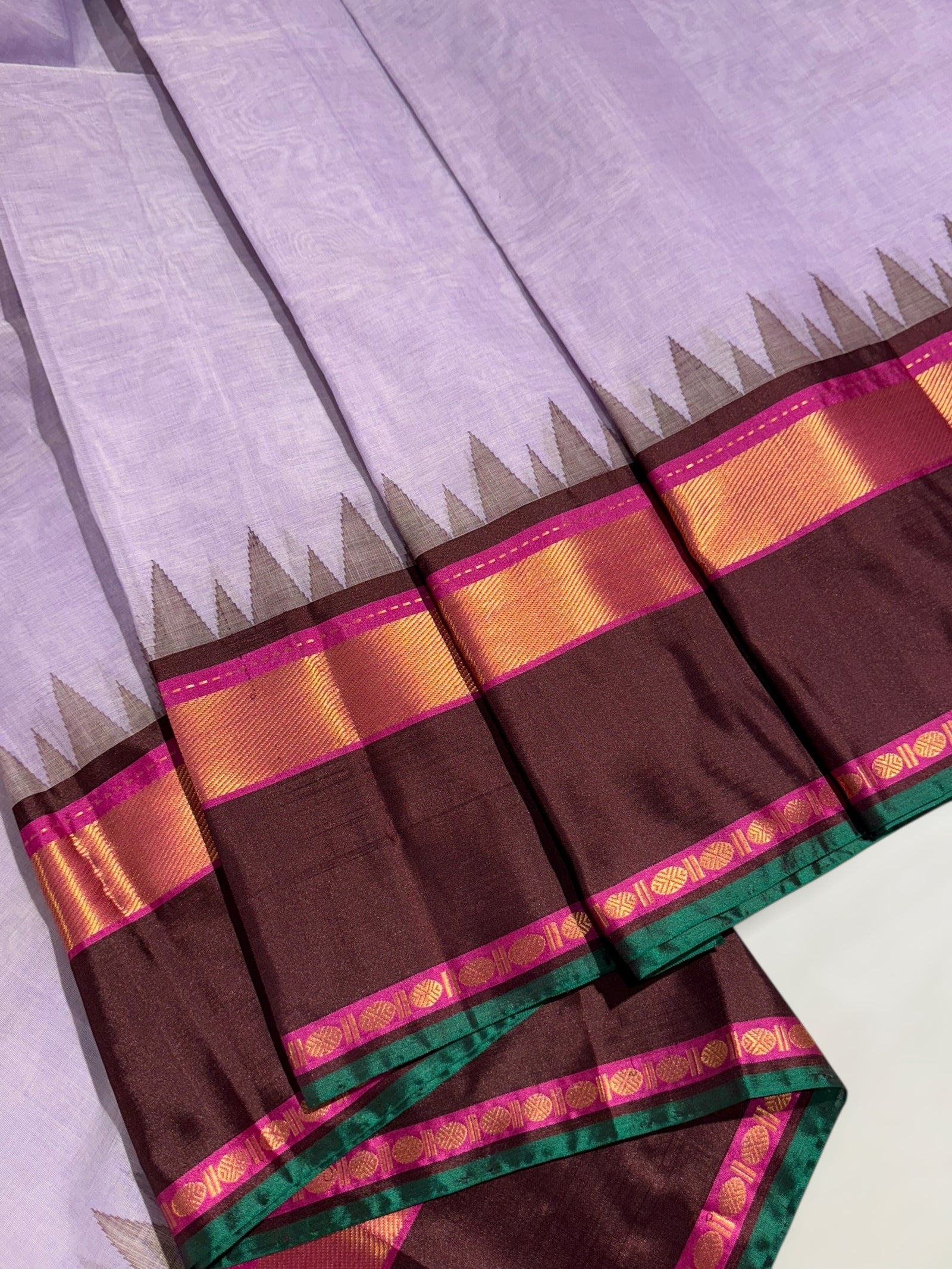 Ponduru Khadi Saree in 80’s Count with Kanchi Style borders