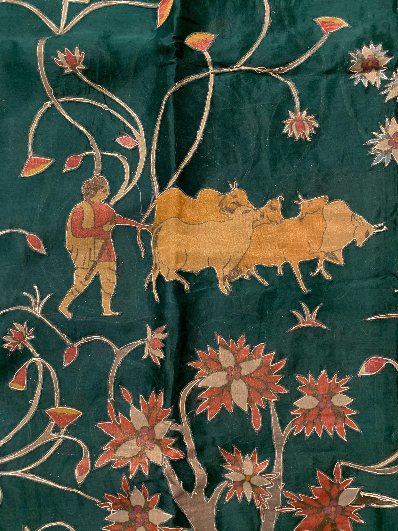 Bottle Green Designer Organza Saree with Stunning Tissue Applique work Saree with village theme