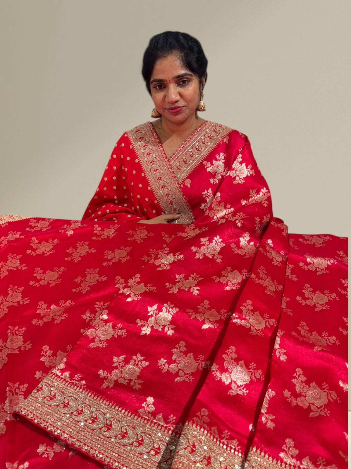 Chilli Red Designer Banarasi Silk Saree