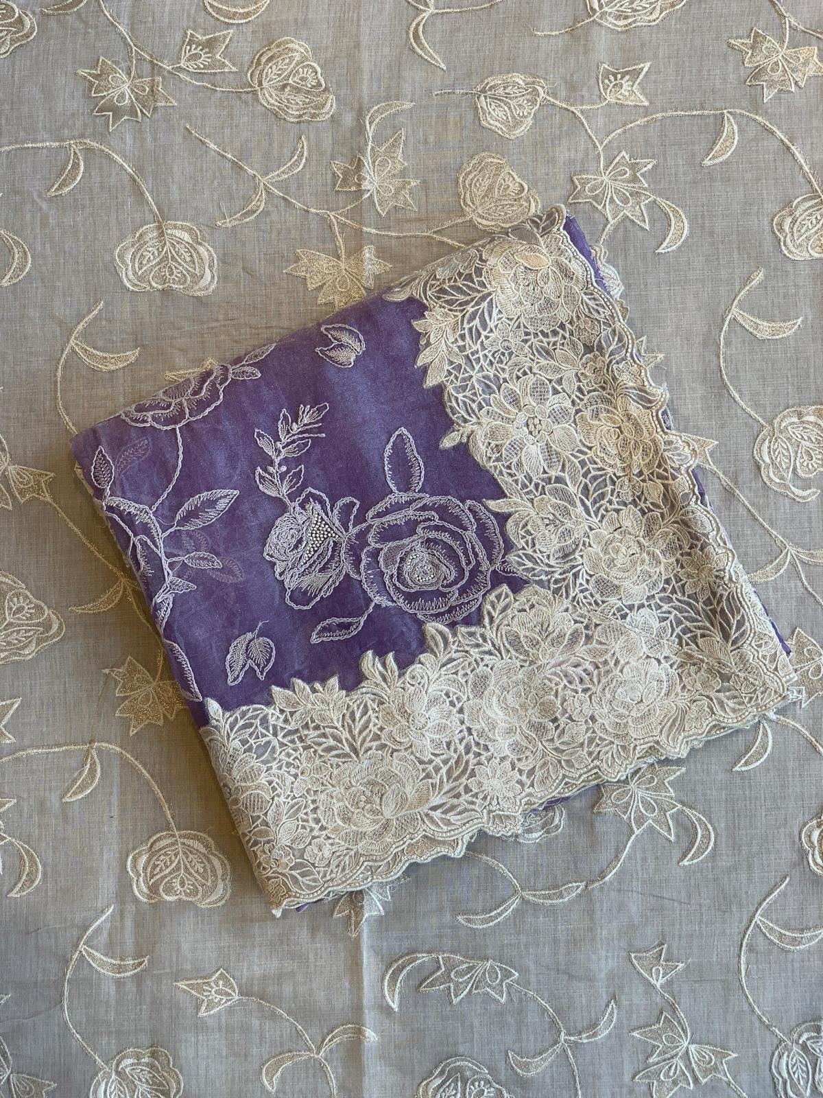 Lilac pure handloom tissue saree