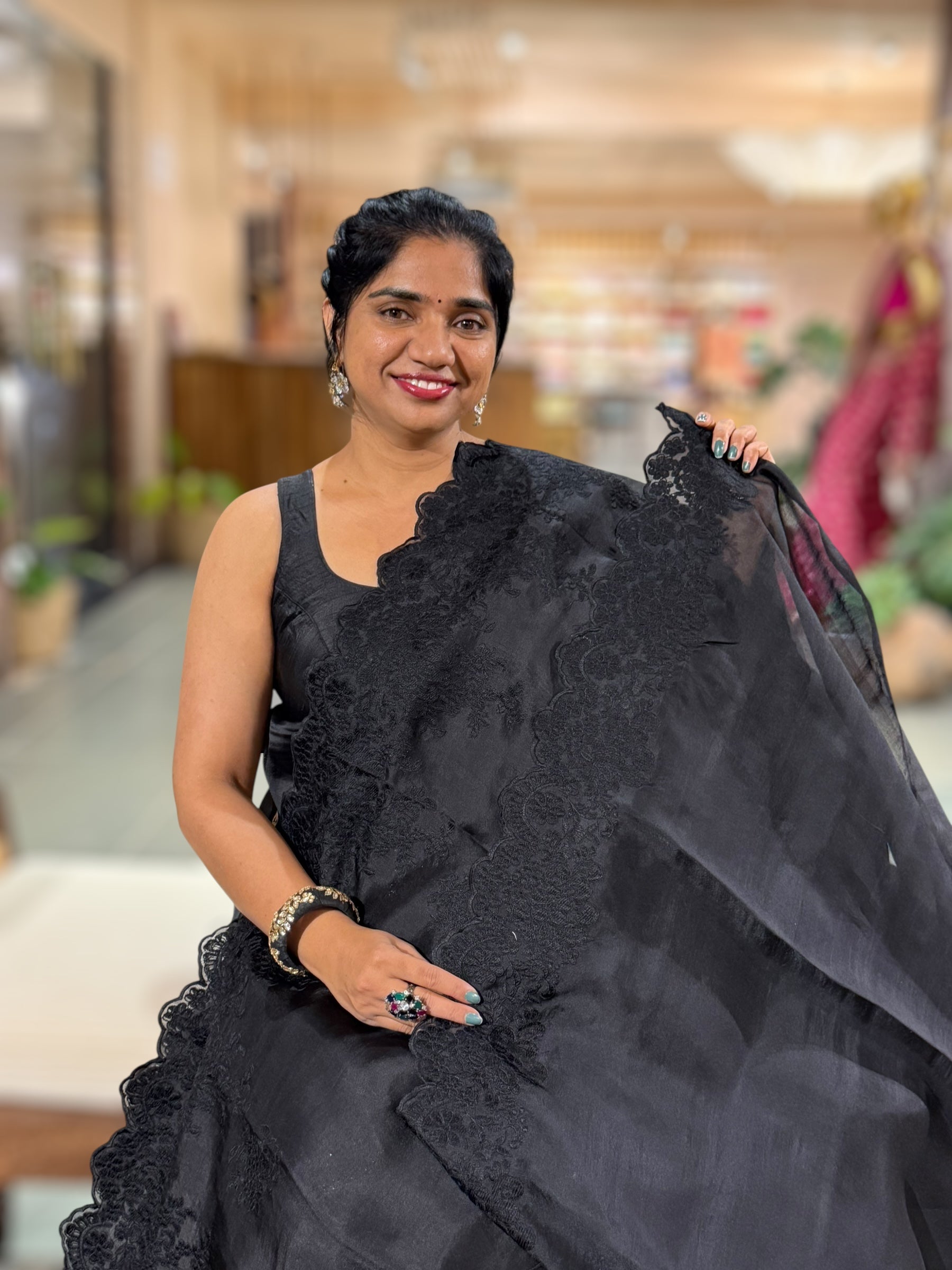 Black Organza Monotone Look Saree