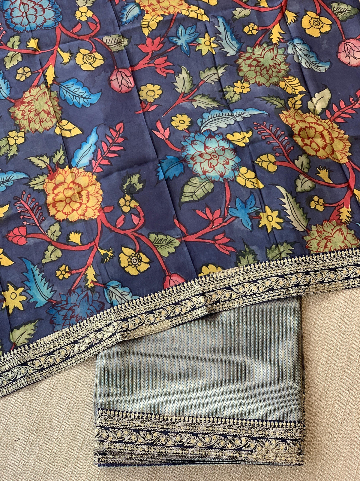 Dark Violet Banarasi tonchoi brocade with sabyasachi borders and pen kalamkari Blouses