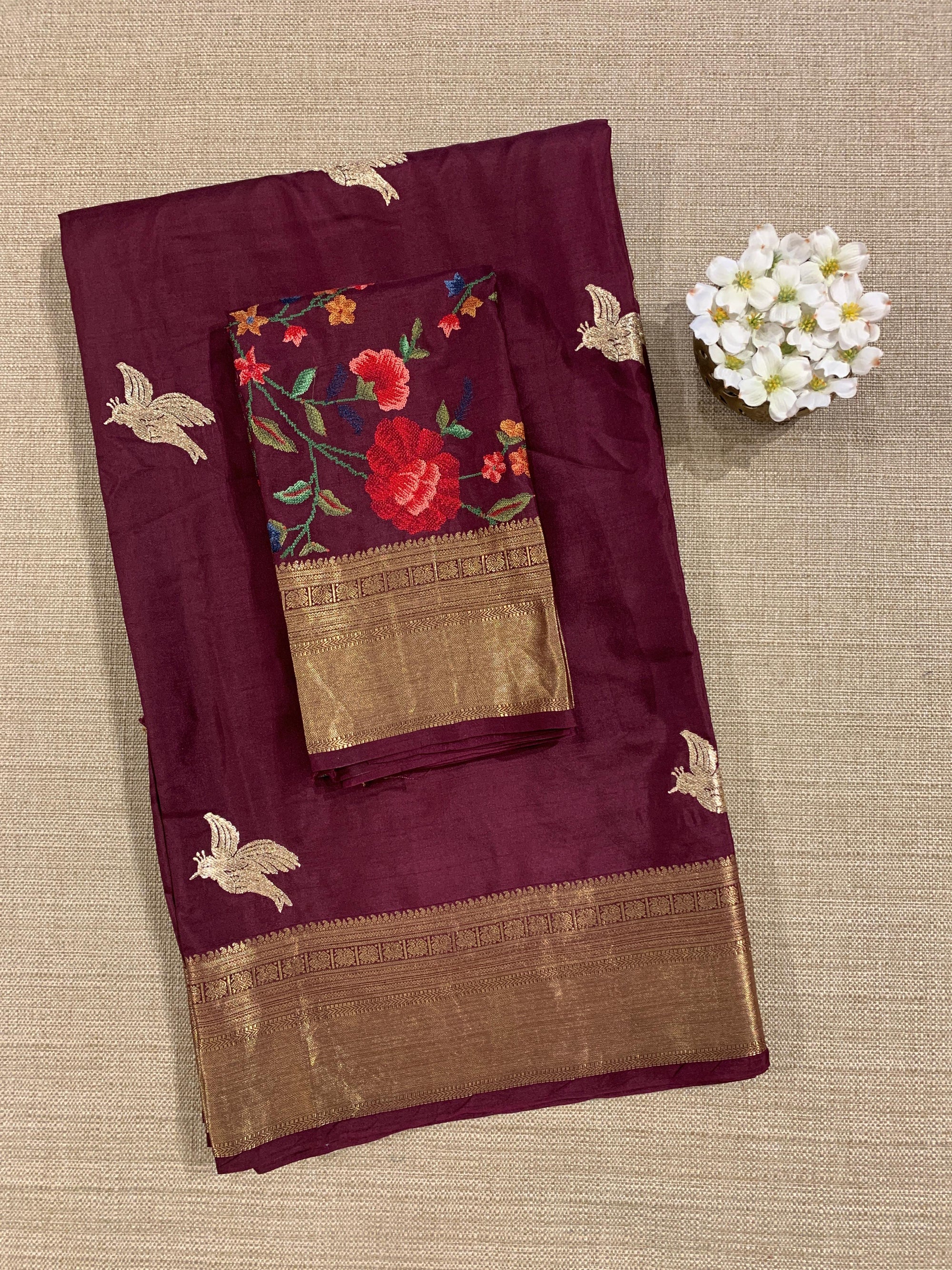 Winish Brown Kanchi Soft Drape Saree. SKU: KBIRD06