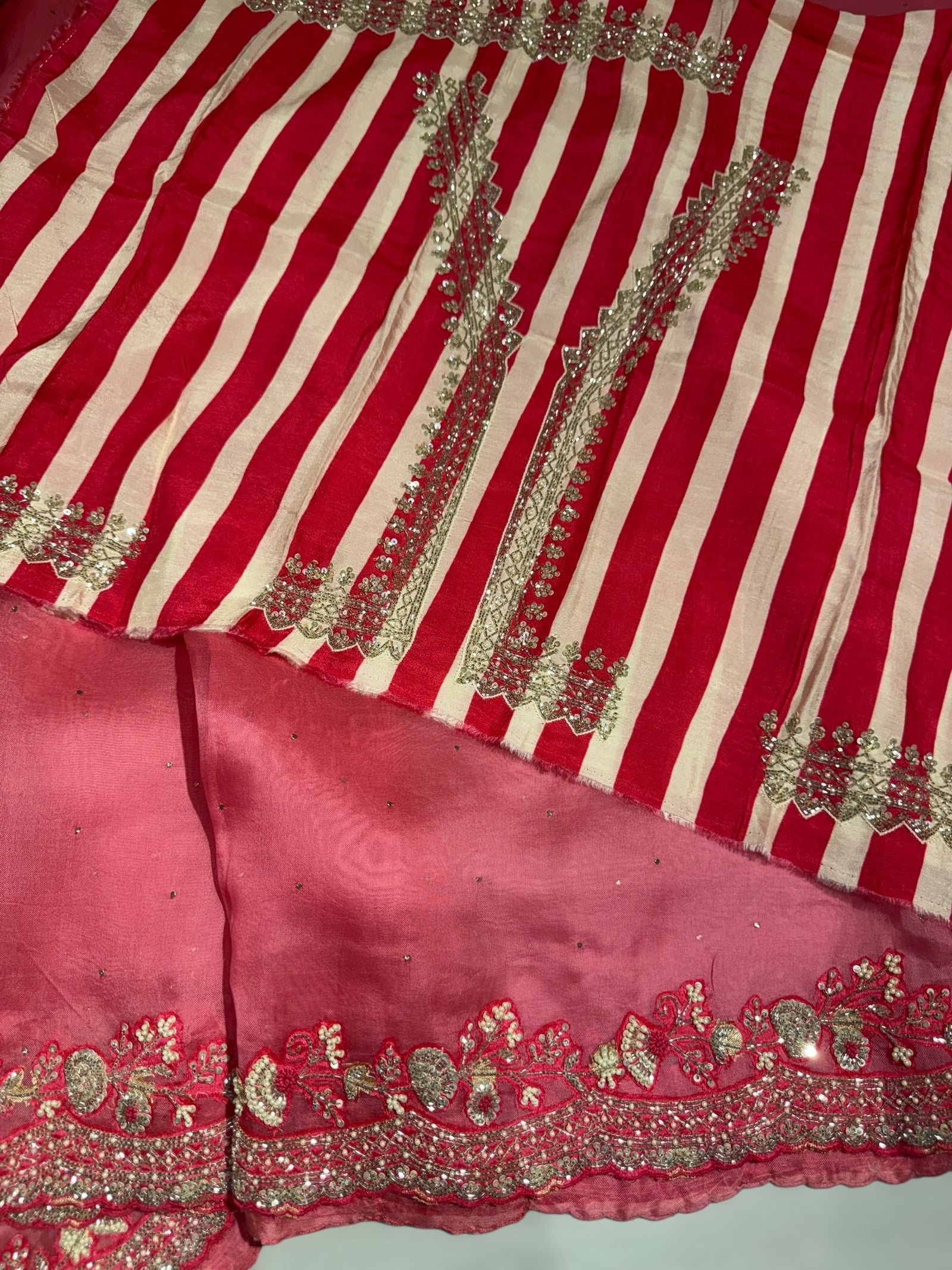 Coral pure organza with handwork