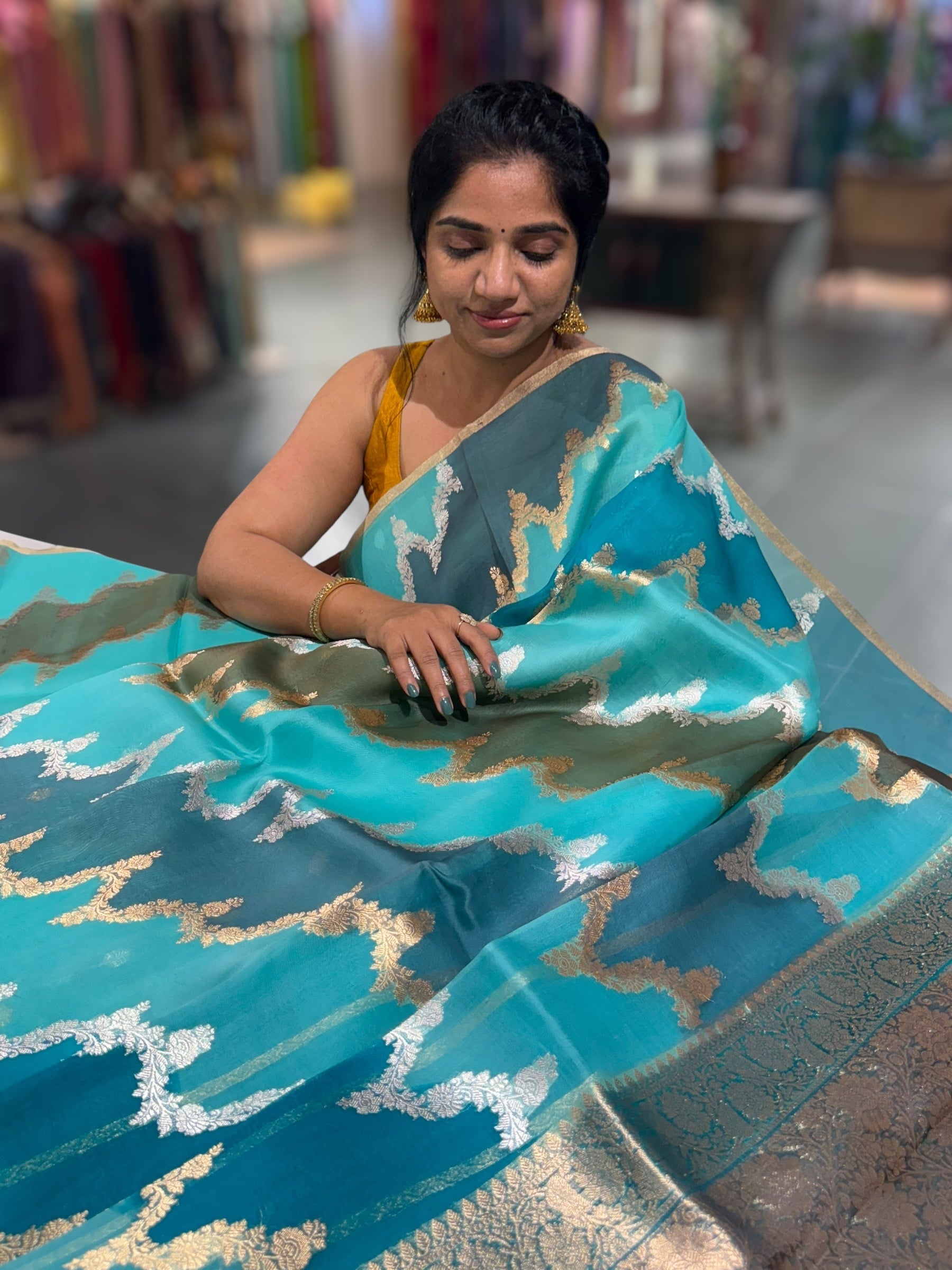 Kora Banarasi Saree in half & half style