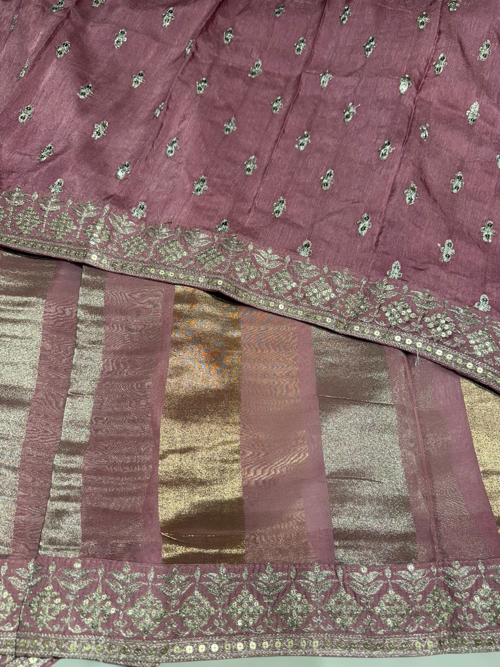 Onion Pink Kora tissue stripes saree