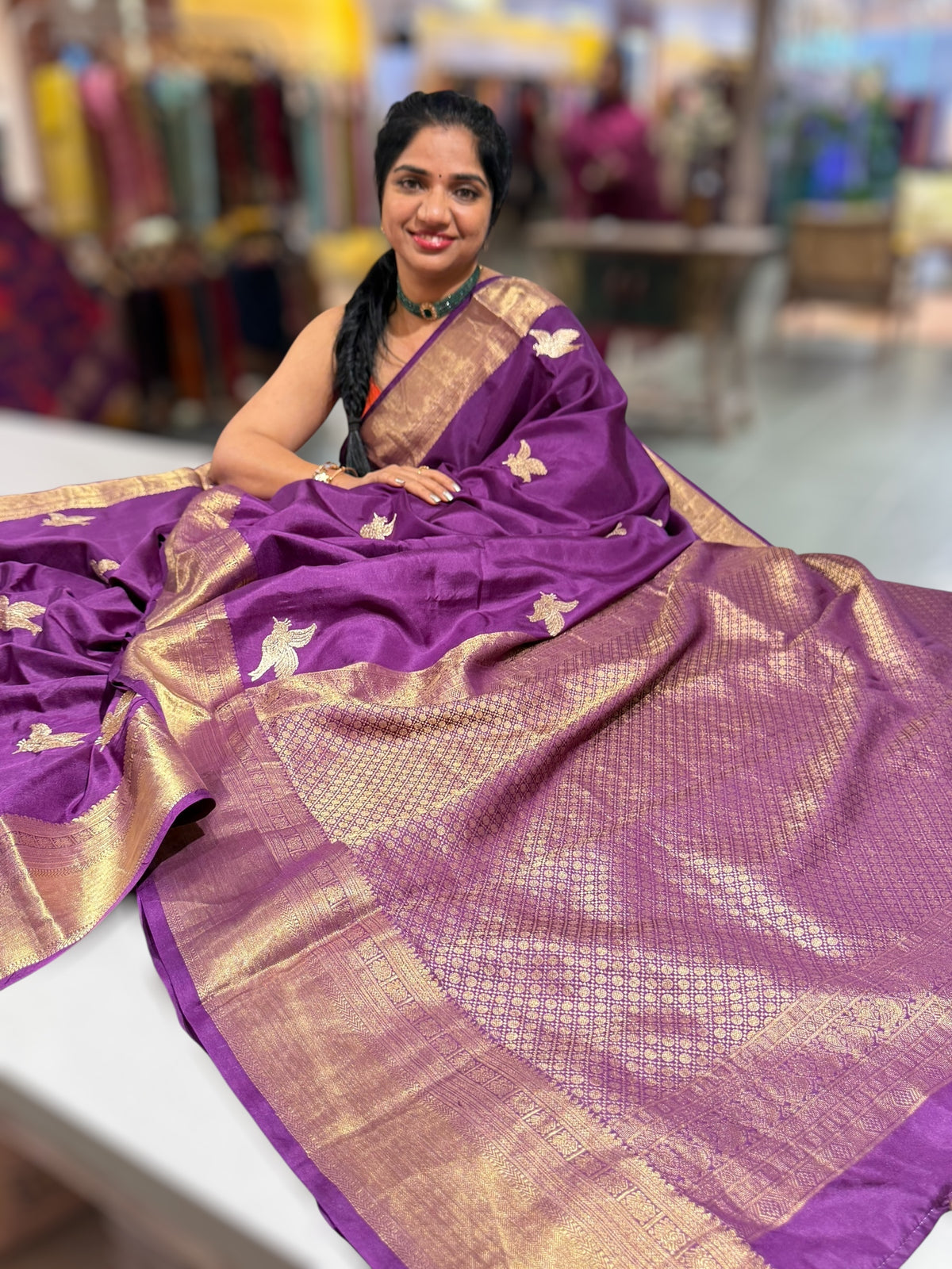 Brinjal Kanchi Soft Drape Saree