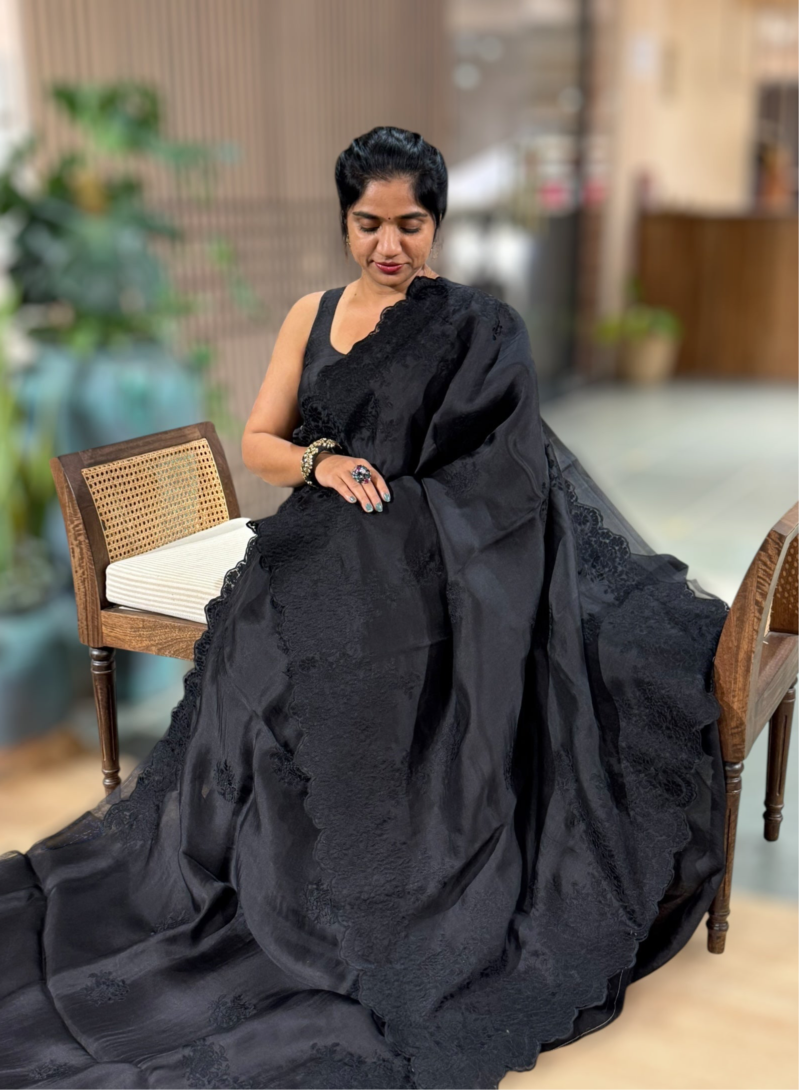 Black Organza Monotone Look Saree