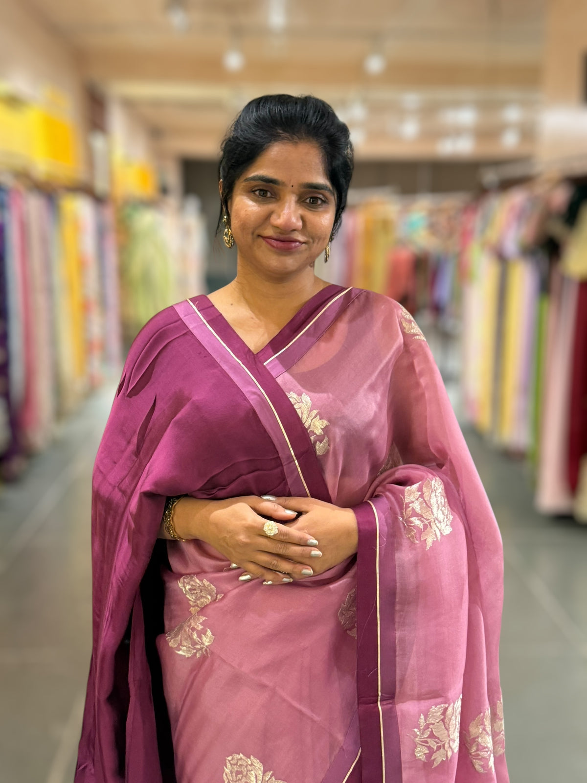 Dusty Pink Pure Organza with embroidery