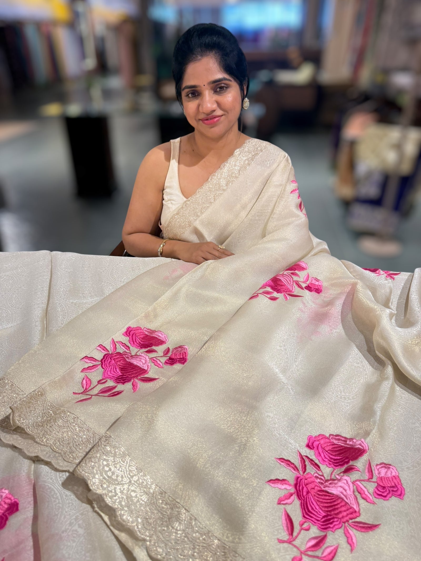 Ivory Banarasi brocade Tissue