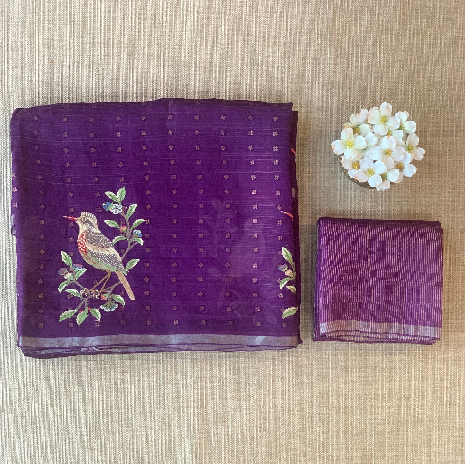 Purple Tussar Kota Saree byloom Saree