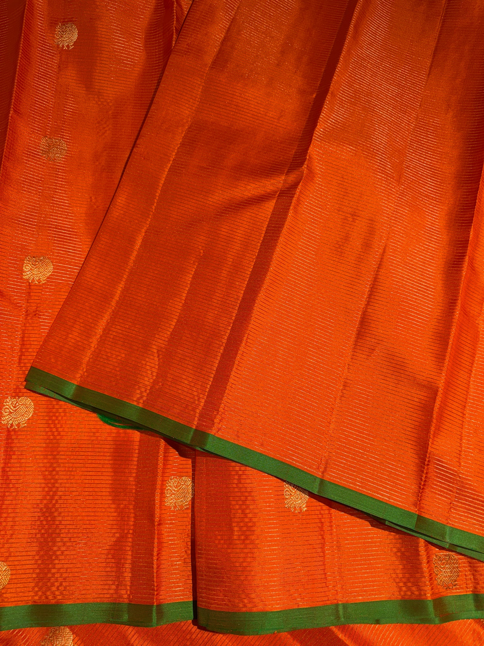 Orange Kanjeevaram Saree with vaira oosi stripes