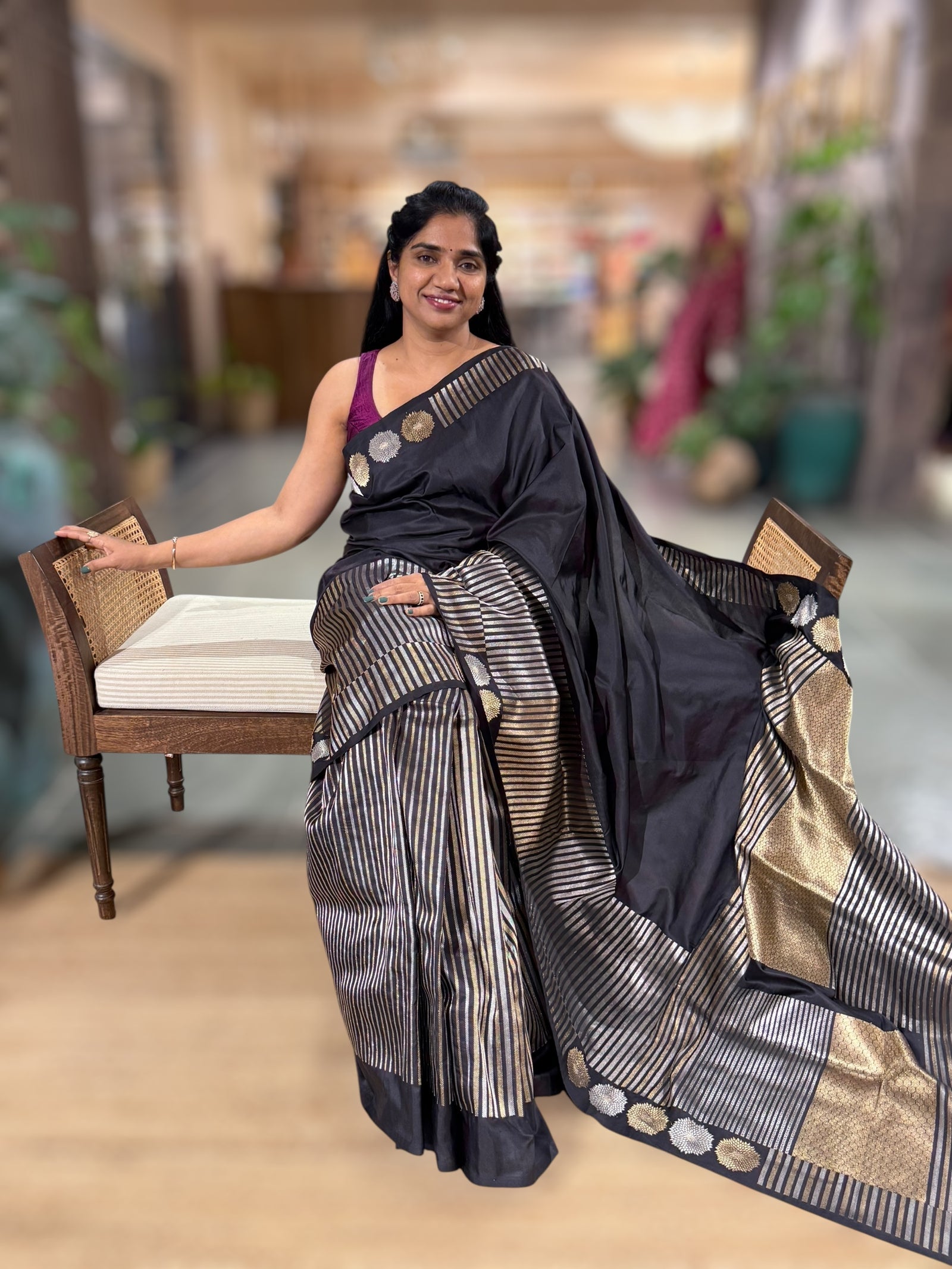 Black Designer Banarasi Ektara Silk Saree