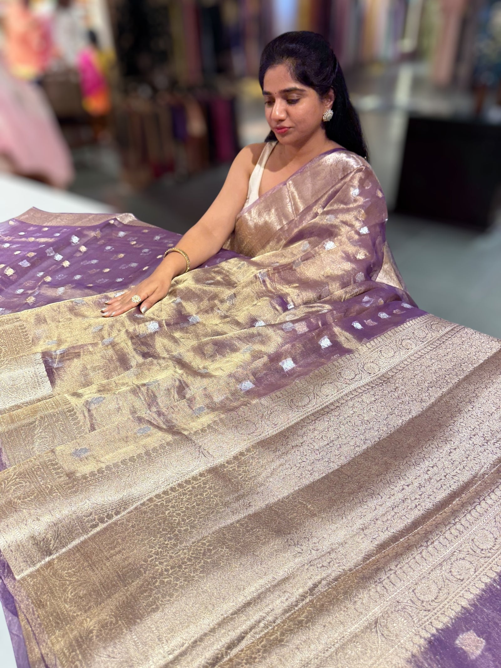 Purple Banarasi Gold Tissue Saree