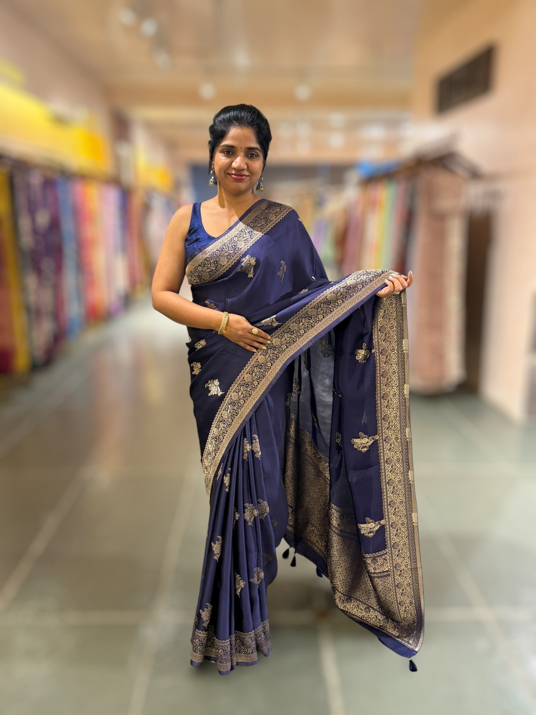 Violet Mashru Silk Saree with Paithani inspired embroidered blouse