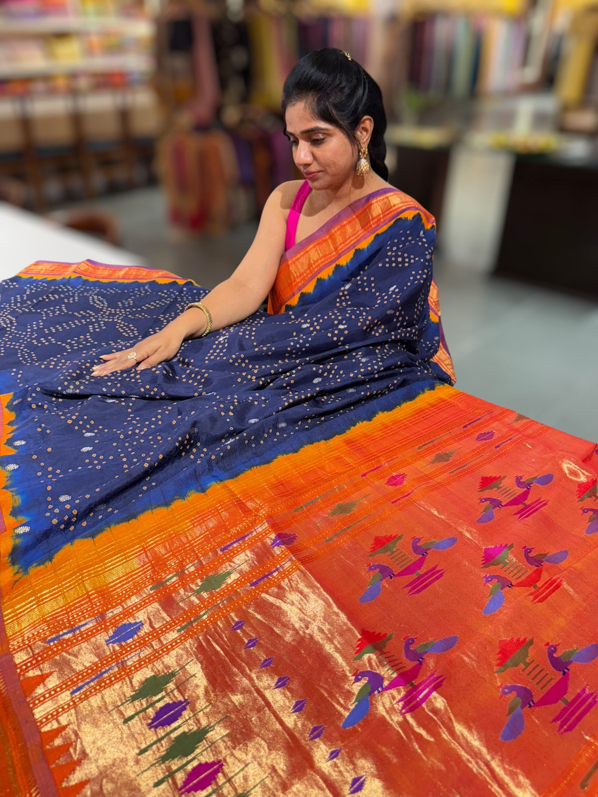 Pure handloom Bandhini paithani saree