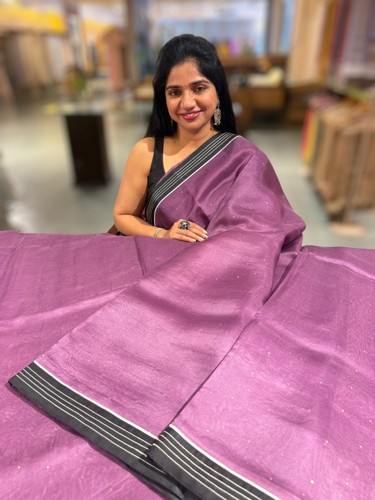 Winish purple Organza Saree with embroidered blouse