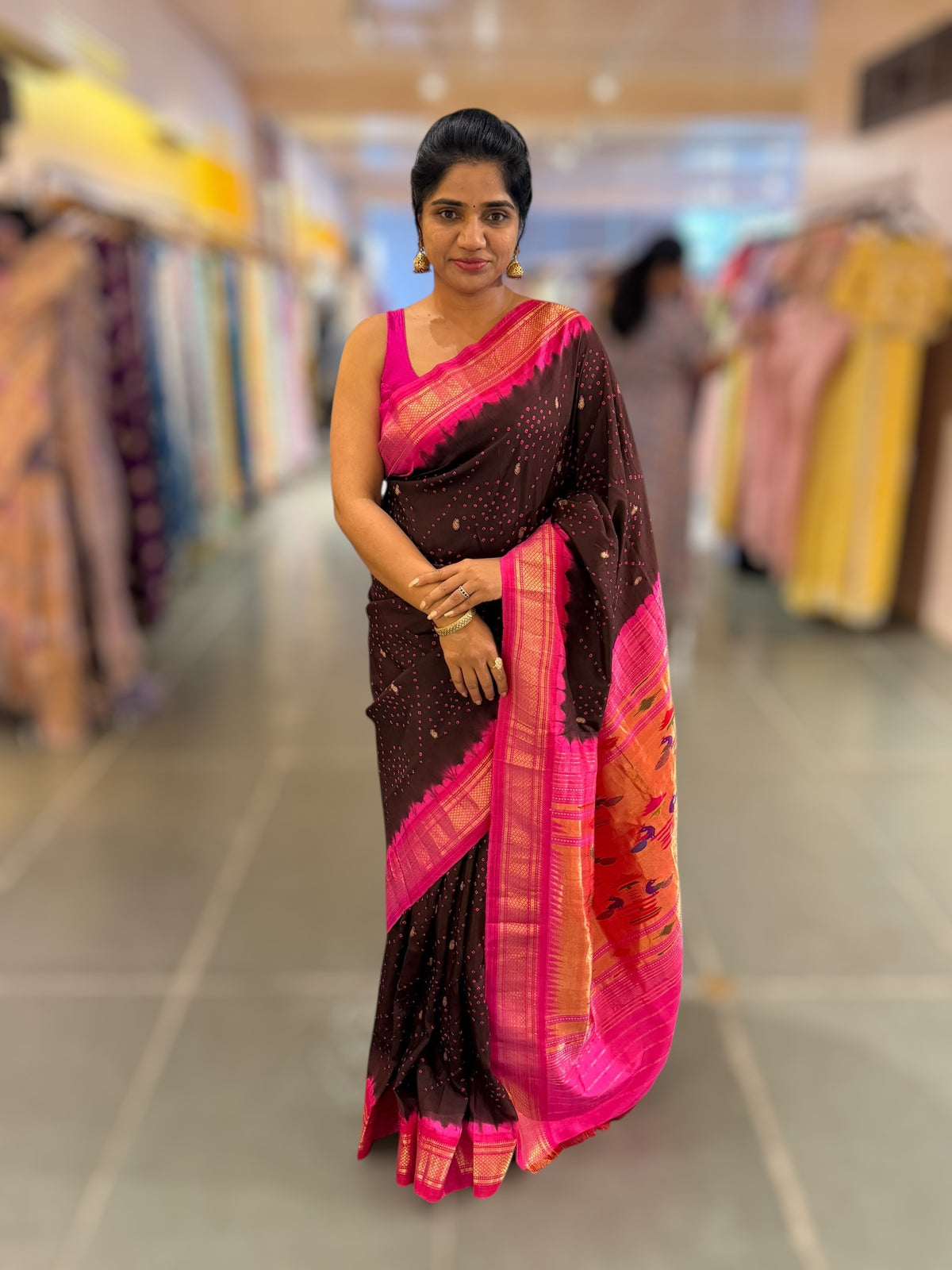 Pure handloom Bandhini paithani saree