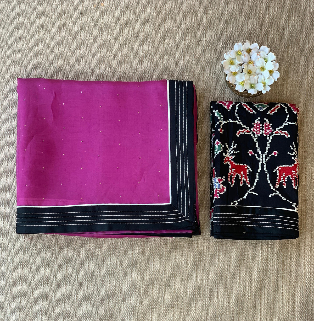 Plum Jamoon Organza Saree with embroidered blouse