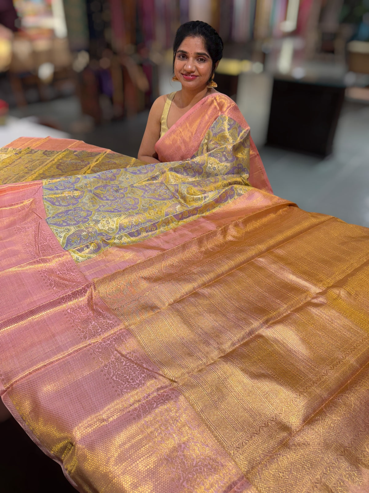 Kanjeevaram Tissue meenakari saree
