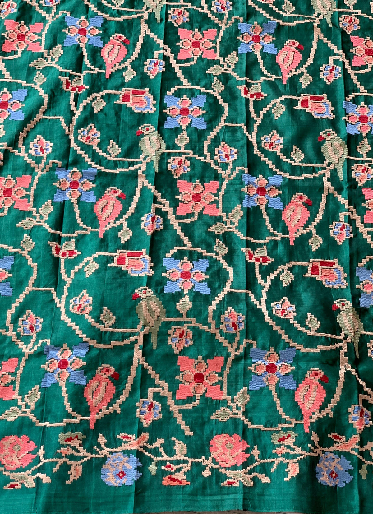 Terracota & Teal Vintage Kanchi soft silk saree with embroidery