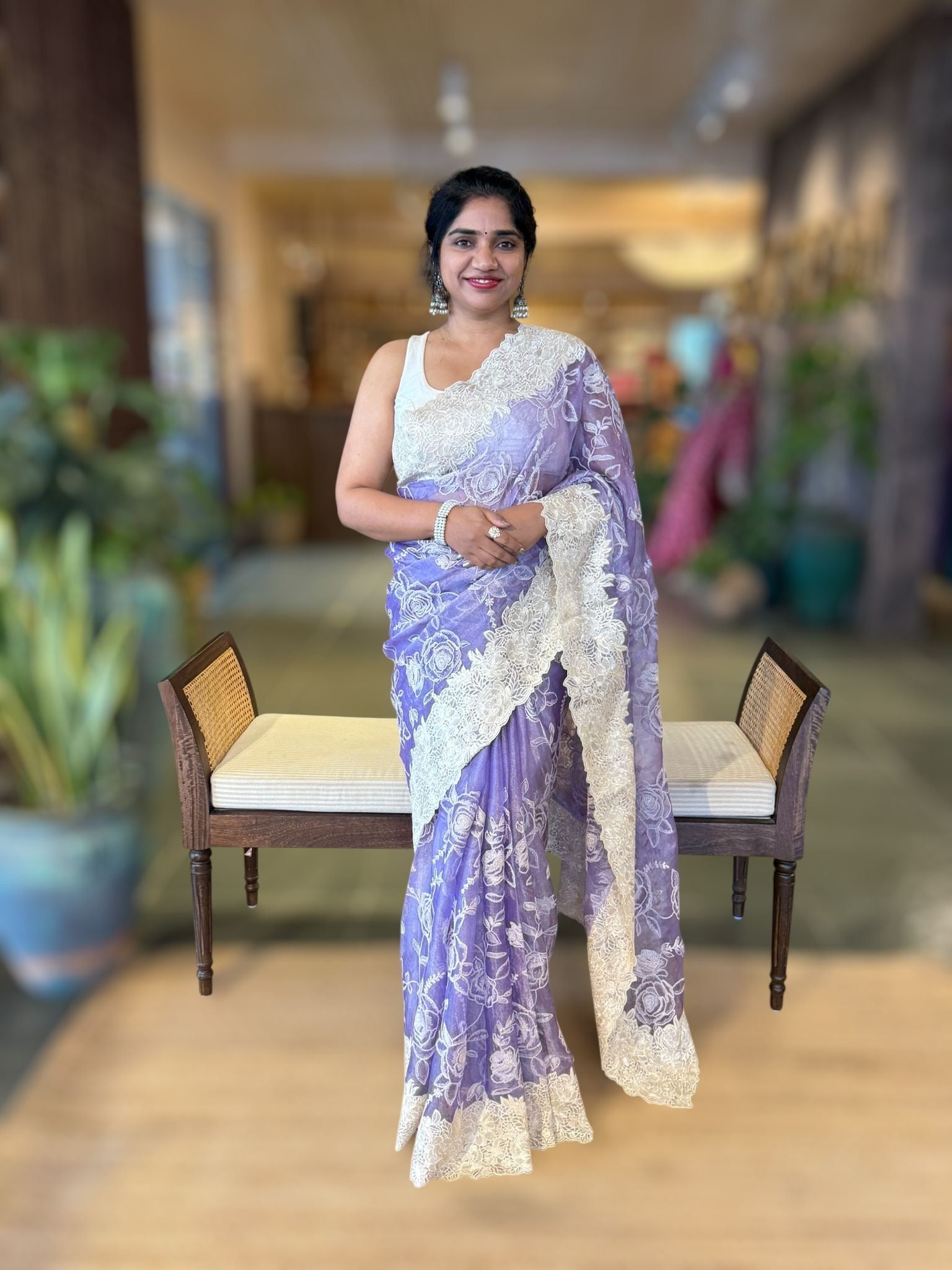 Lilac pure handloom tissue saree