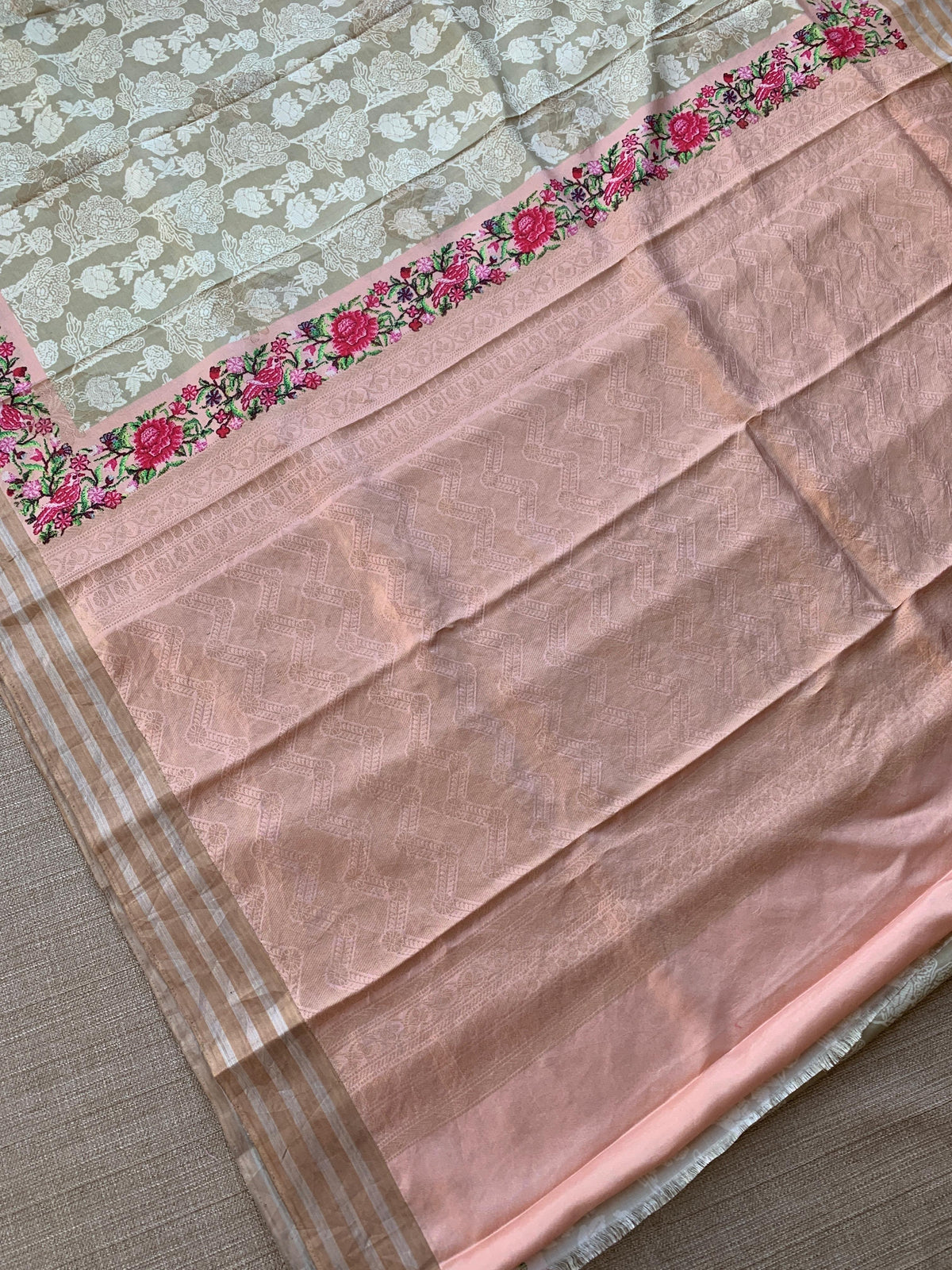 Earthy Tone kanchi soft silk  printed saree