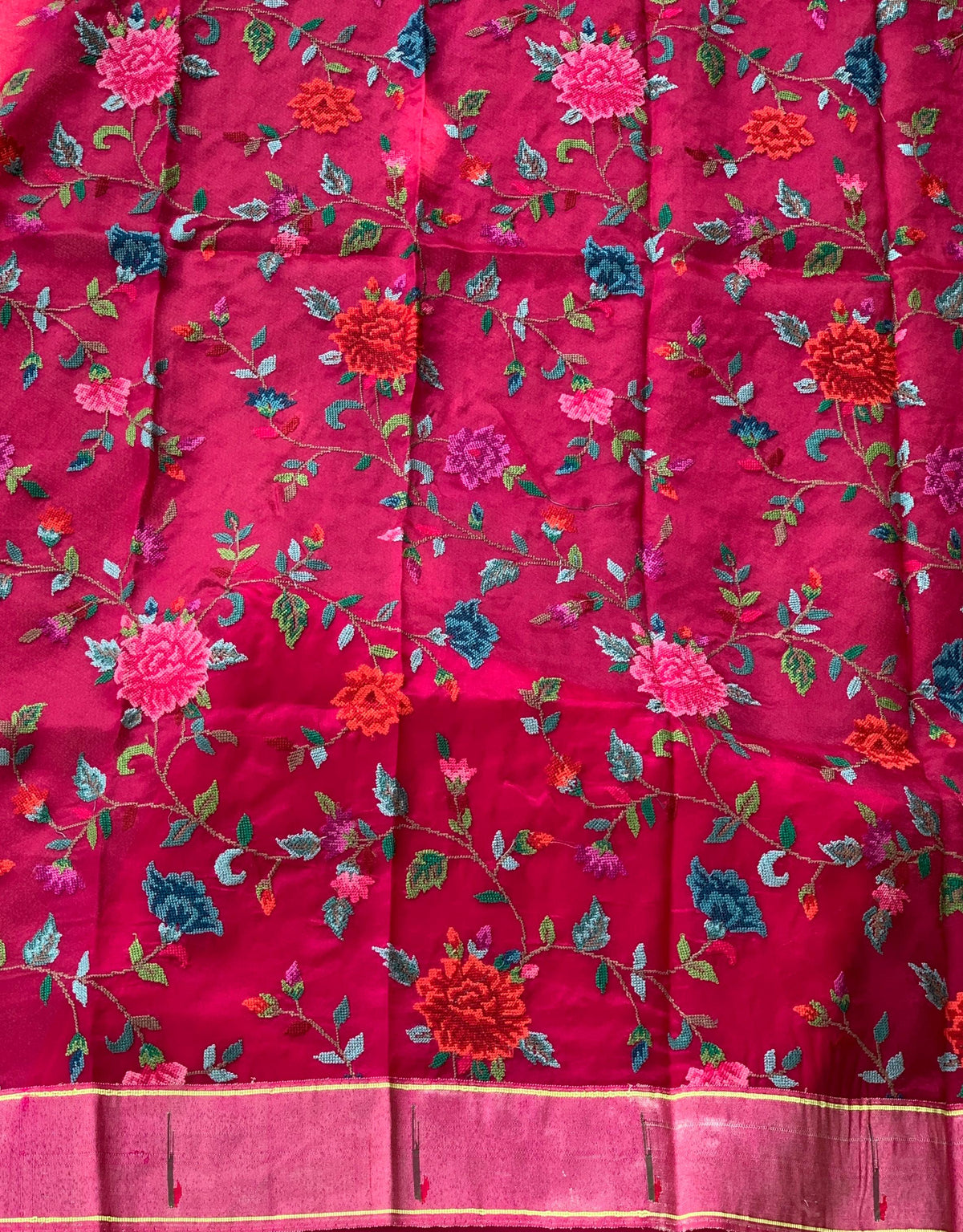 Rani Pink Tussar with fusion blouse