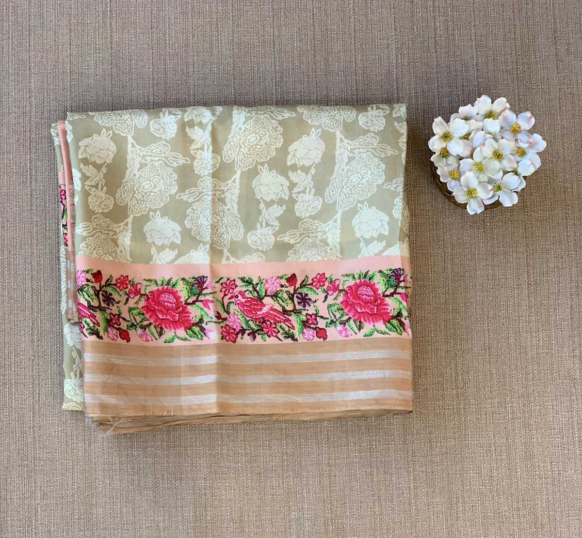 Earthy Tone kanchi soft silk  printed saree