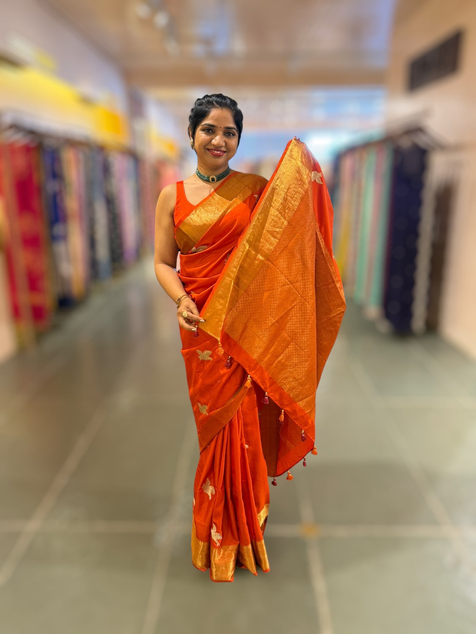 Orange Kanchi Soft Drape Saree