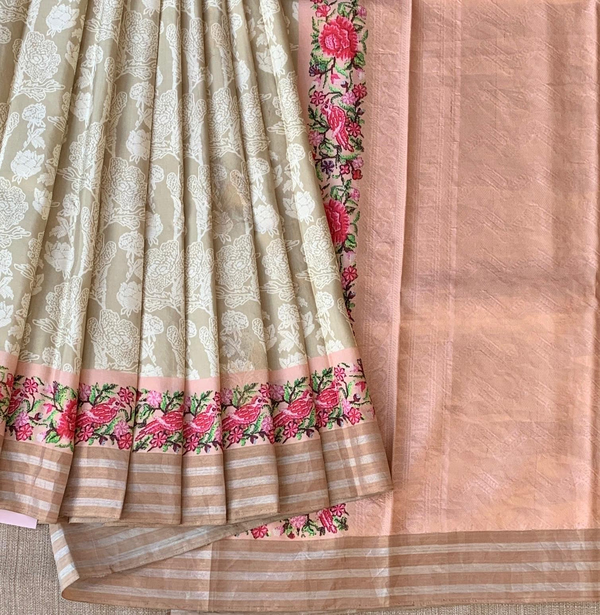 Earthy Tone kanchi soft silk  printed saree