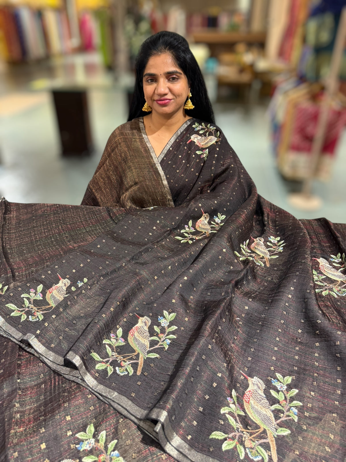 Black Tussar Kota Saree byloom Saree