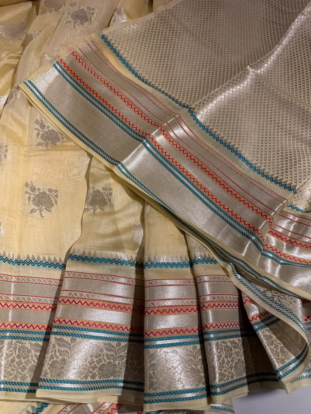 Pastel Yellow Banarasi Mul Silk Cotton Saree