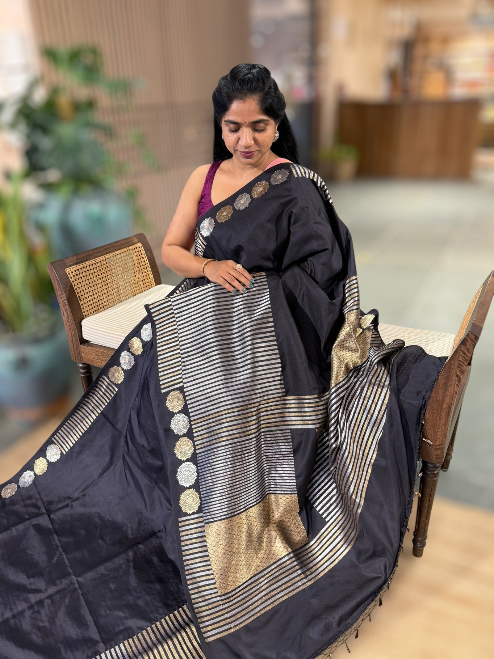 Black Designer Banarasi Ektara Silk Saree