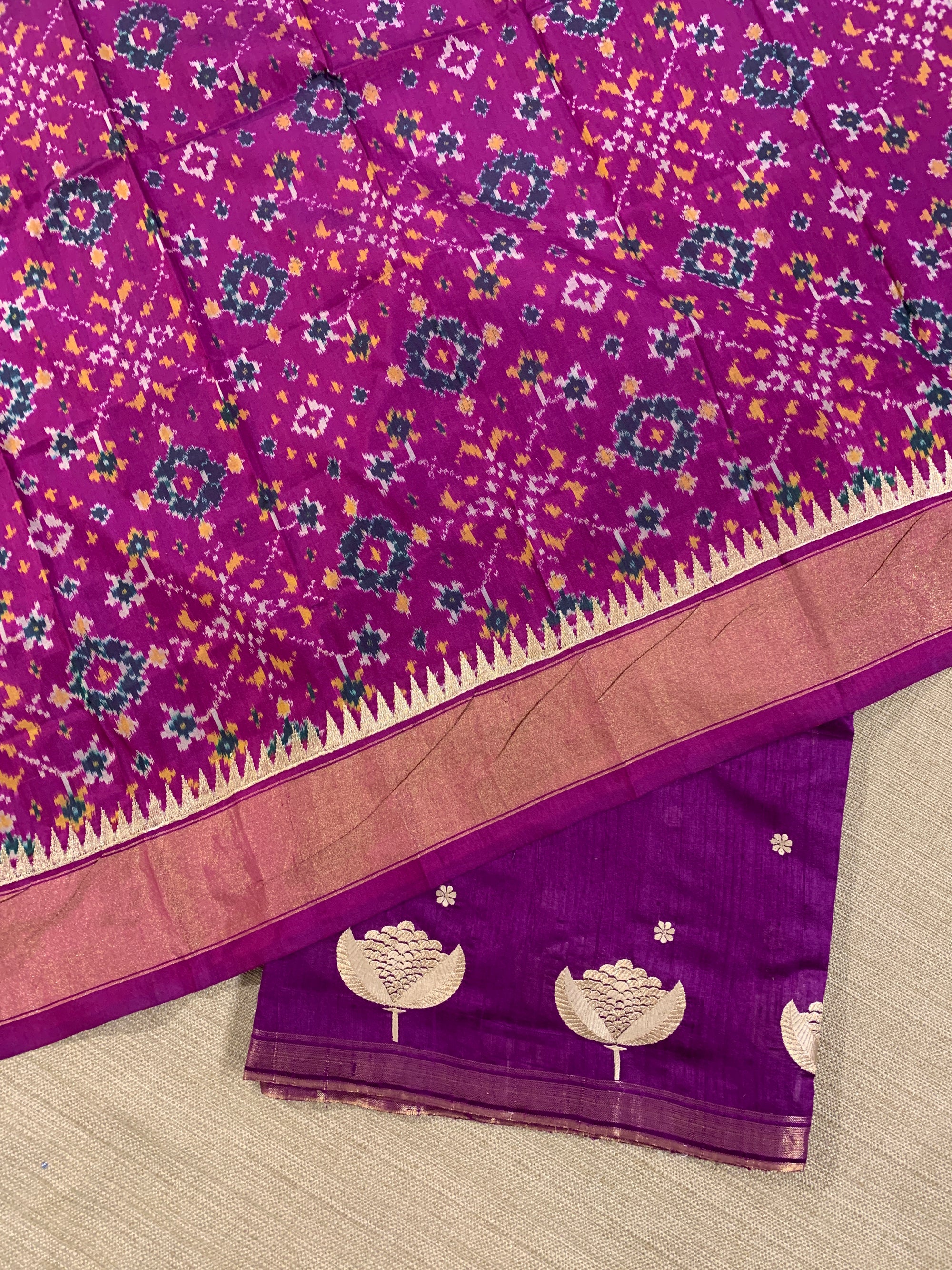 Purple Pure Handloom Raw Silk Saree